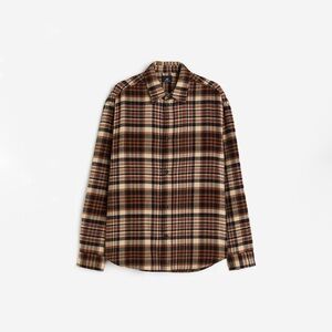 NEW H&M Loose Fit Checked Flannel Shirt in Brown | Size S